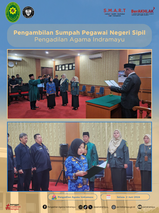 (02/06/2026) Pengambilan Sumpah PNS di PA Indramayu, Ketua Tekankan Integritas dan Profesionalisme