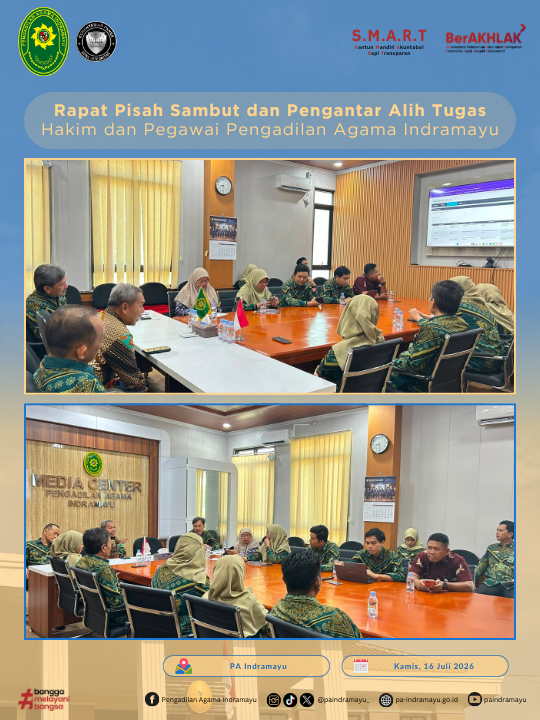(16/07/2026) Pengadilan Agama Indramayu Gelar Rapat Persiapan Pisah Sambut dan Pengantar Alih Tugas Hakim dan Pegawai